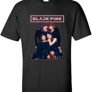 Black Pink Graphic Print T Shirt Black